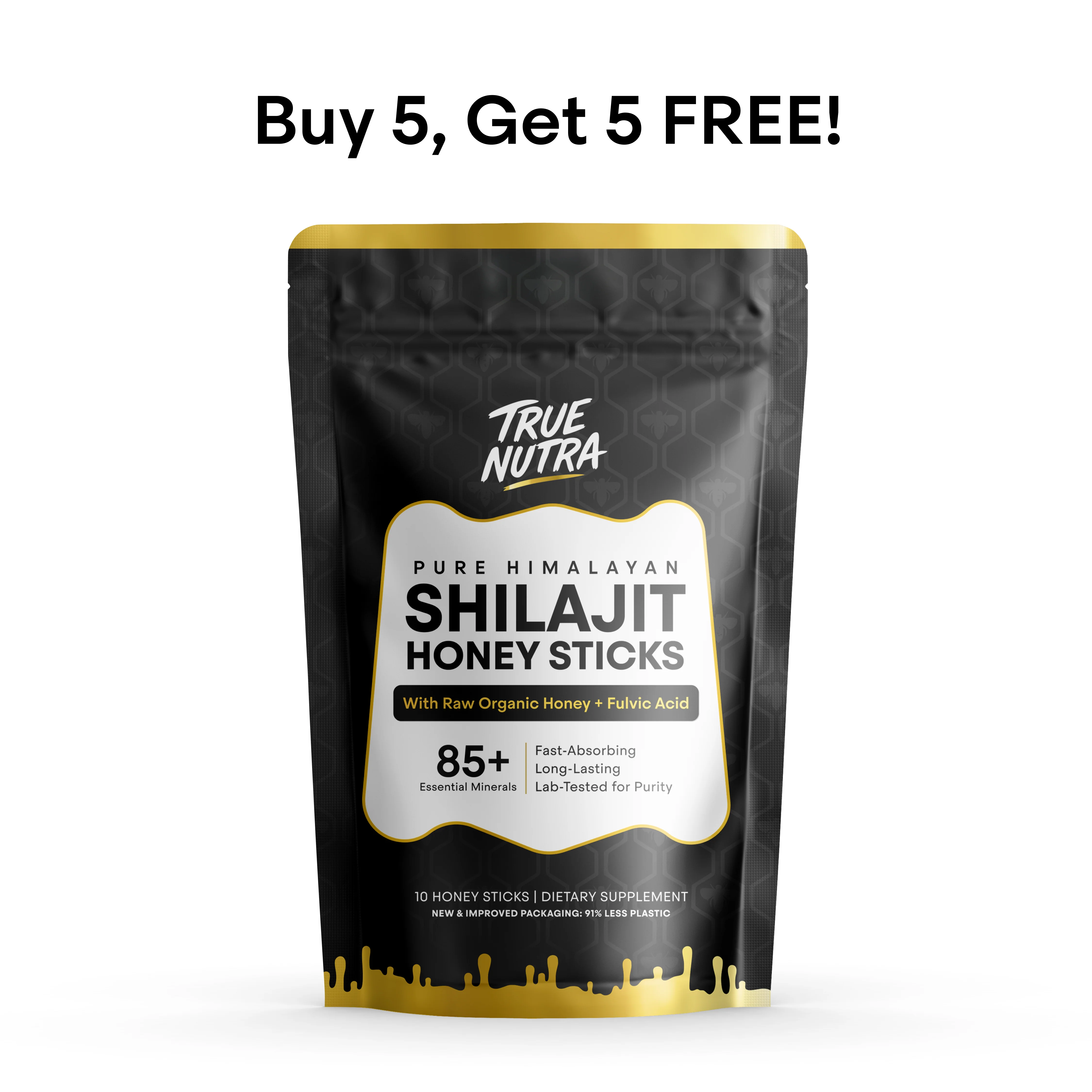 True Nutra Pure Himalayan Shilajit Honey Sticks with Raw Organic Honey and Fulvic Acid 85+ Essential Minerals Fast Absorbing Long Lasting 10 Sticks - Image 7